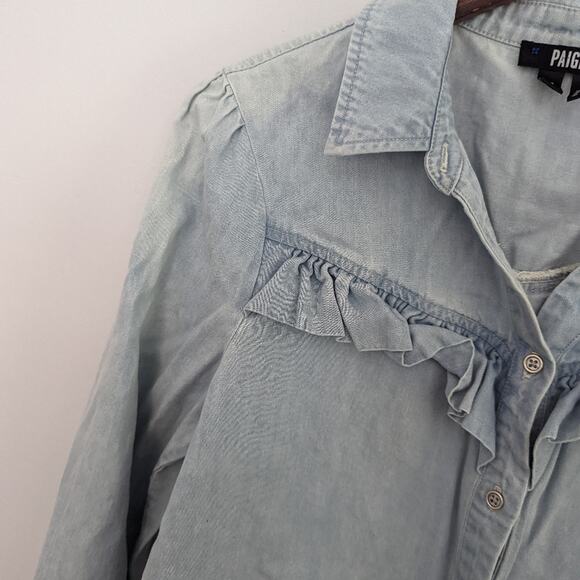 Women's Paige Light Denim Layda Shirt Small Light Wash Button Down Top $188 - Picture 5 of 7
